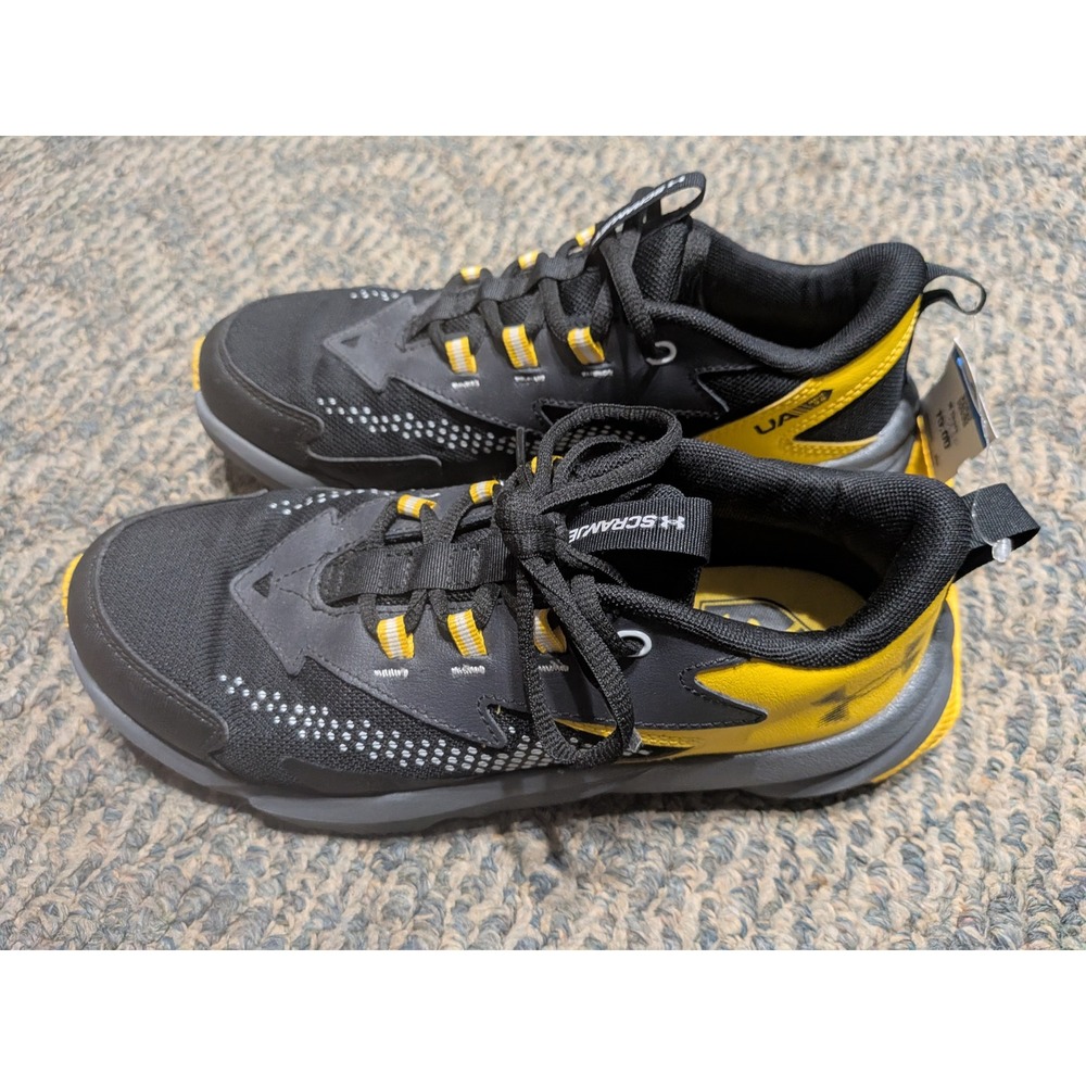 Under Armour Scramjet 4 Boys Running Shoes Black Yellow 3024100-003 NWT